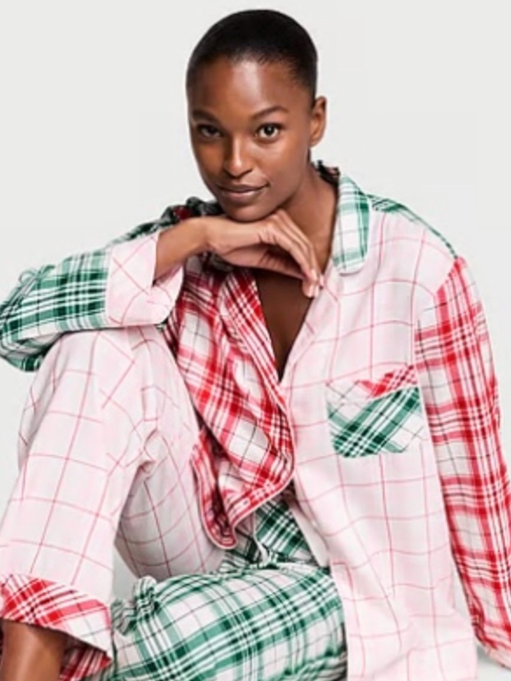 VICTORIA'S SECRET Women's Large Flannel Long Pajama Set Mix Match Plaid - Picture 3 of 15